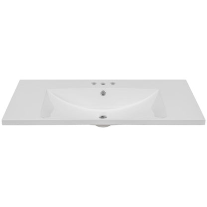 Giving Tree 36&quot; Single Bathroom Vanity Top with White Basin, 3-Faucet Holes, Ceramic