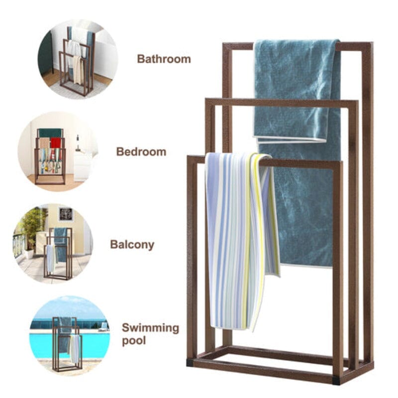 Bathroom 3 Tier Stainless Steel Freestanding Towel Rack Stand for Bath Floor Hand Towel