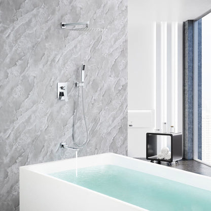 3-Spray Patterns Shower System 10 Inch Square Bathroom Luxury Rain Mixer Shower Combo Set