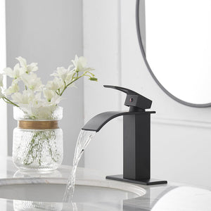 Giving Tree Waterfall Spout Single Handle Bathroom Sink Faucet with Drain