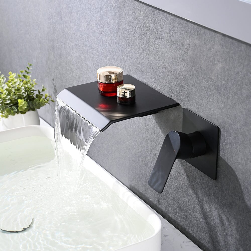 Bathroom Waterfall Wall Mounted Sink or Tub Faucet Single Handle