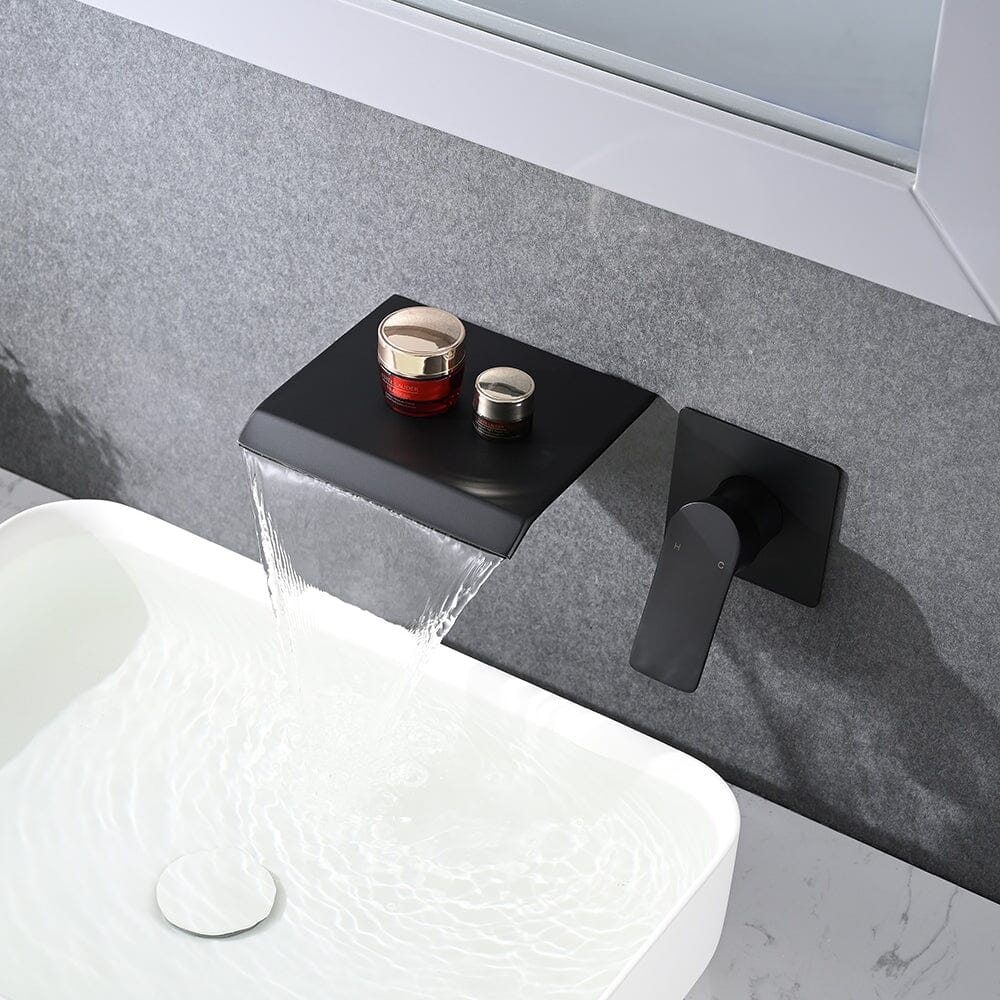 Bathroom Waterfall Wall Mounted Sink or Tub Faucet Single Handle