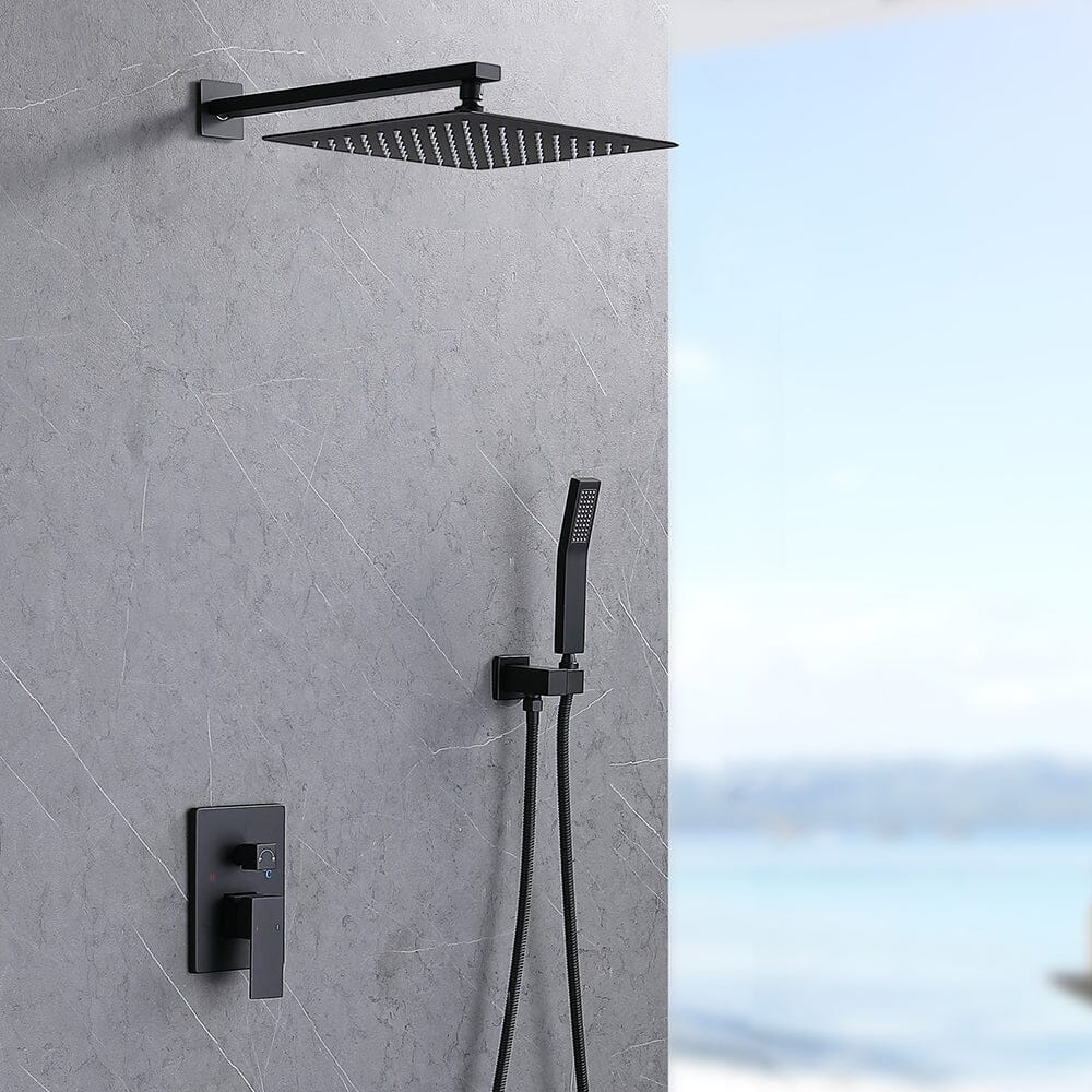 12 inch Single Handle 2-Spray Rain Shower Head Systems Square Wall Mounted Shower