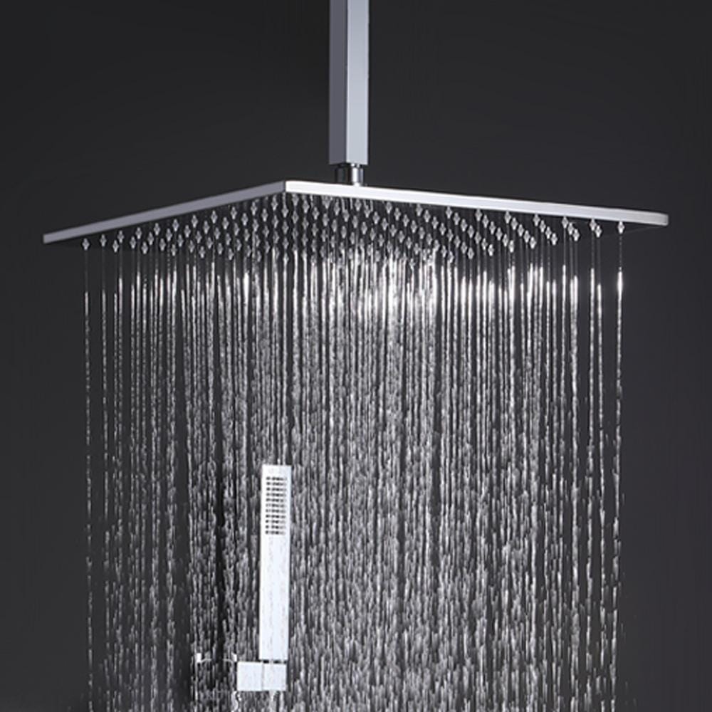 Ceiling Mounted Shower System with 4-Function Thermostatic Shower Valve &amp; Hand Shower &amp; Body Spray Jets