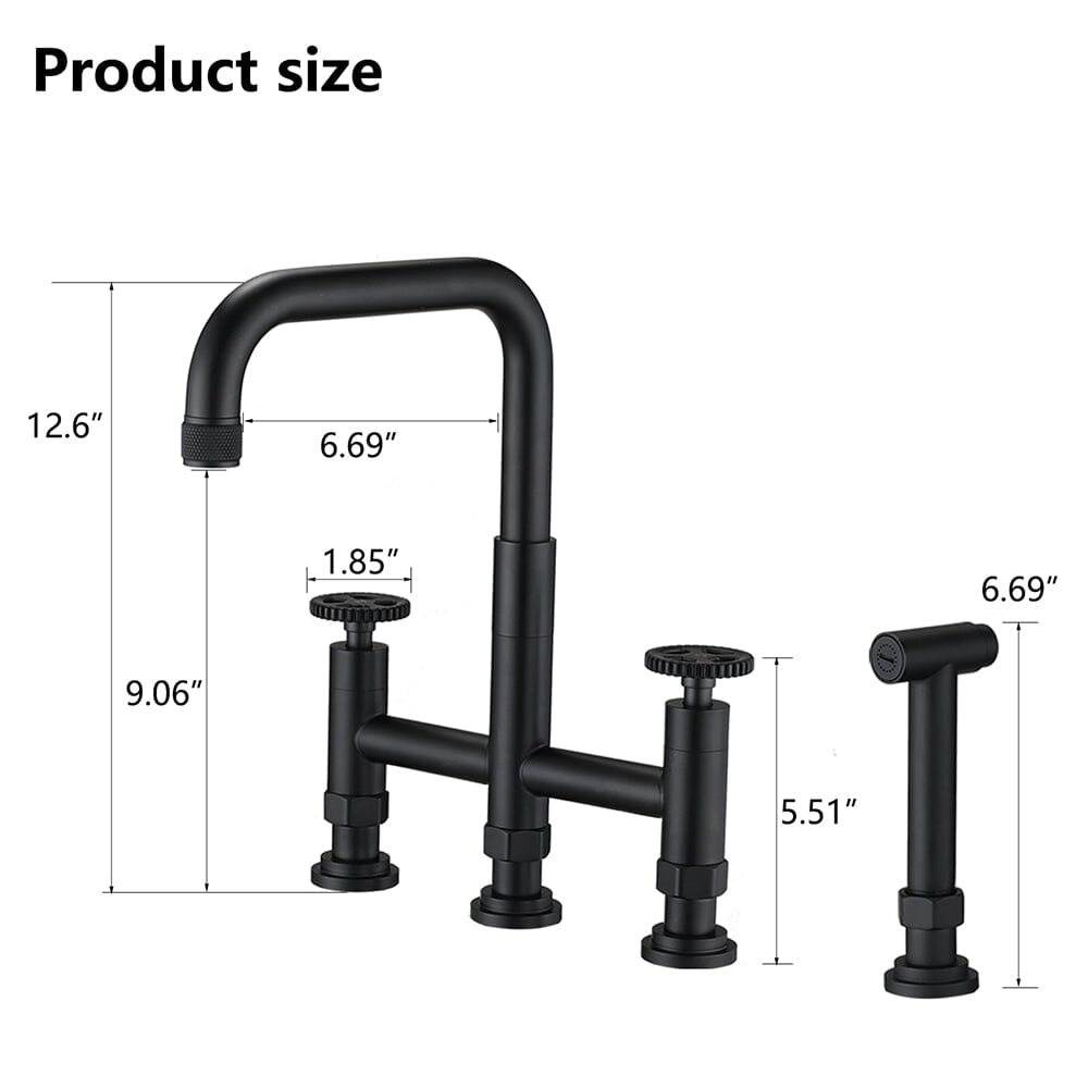 Giving Tree Double Handle Bridge Kitchen Faucet with Side Spray
