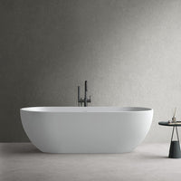 69'' Modern Bathtub Solid Surface Stone Resin Oval-shaped Freestanding Soaking Tub