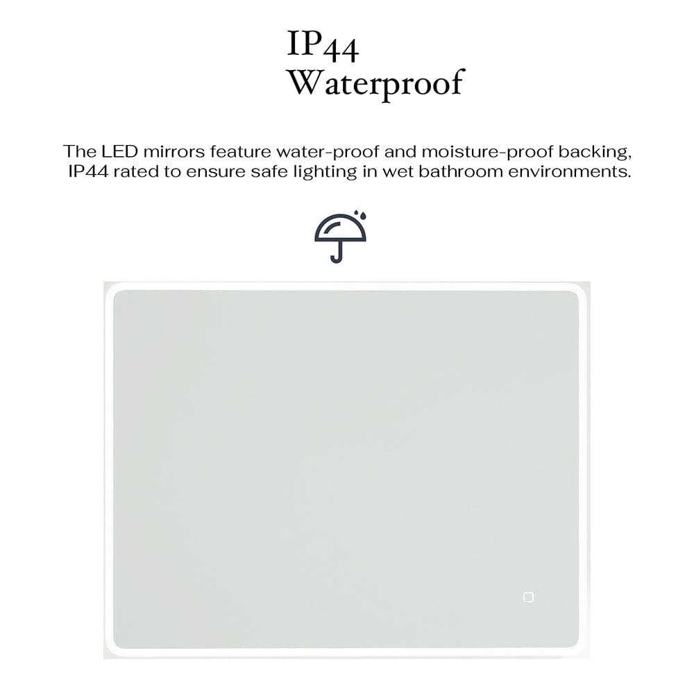 32 x 24 in. Rectangular Frameless Wall-Mount Anti-Fog LED Light Bathroom Vanity Mirror