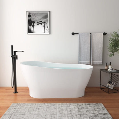 Giving Tree 59&quot; Acrylic Single Slipper Tub Curve Shape Freestanding Bathtub