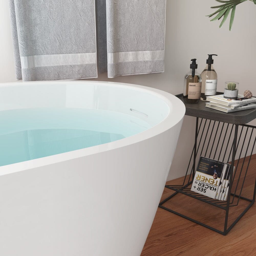 Giving Tree 59&quot; Acrylic Single Slipper Tub Curve Shape Freestanding Bathtub