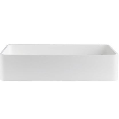 Rectangular Vessel 21&quot; X 14&quot; White Stone Resin Modern Above Counter Bathroom Vanity Sink