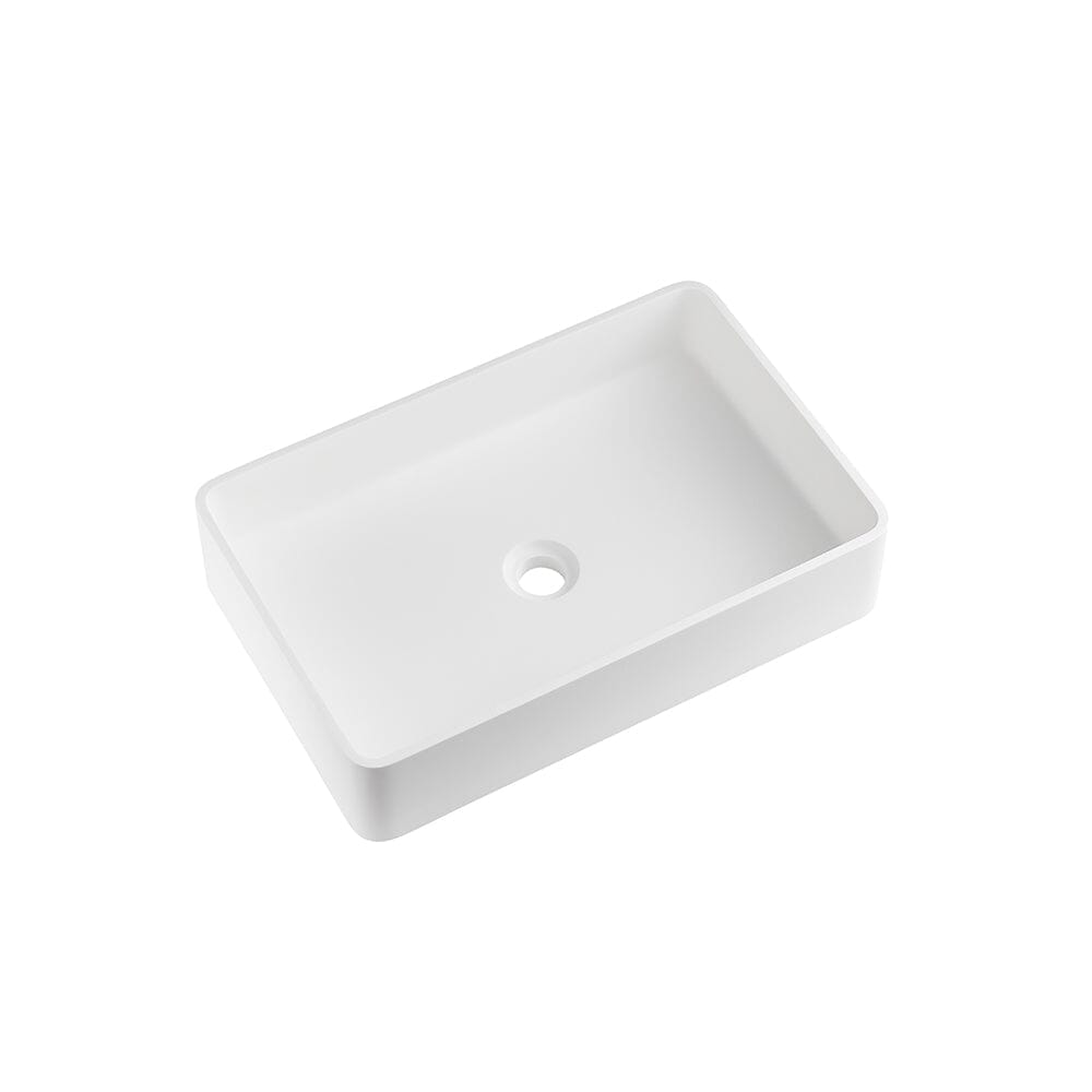 Rectangular Vessel 21&quot; X 14&quot; White Stone Resin Modern Above Counter Bathroom Vanity Sink