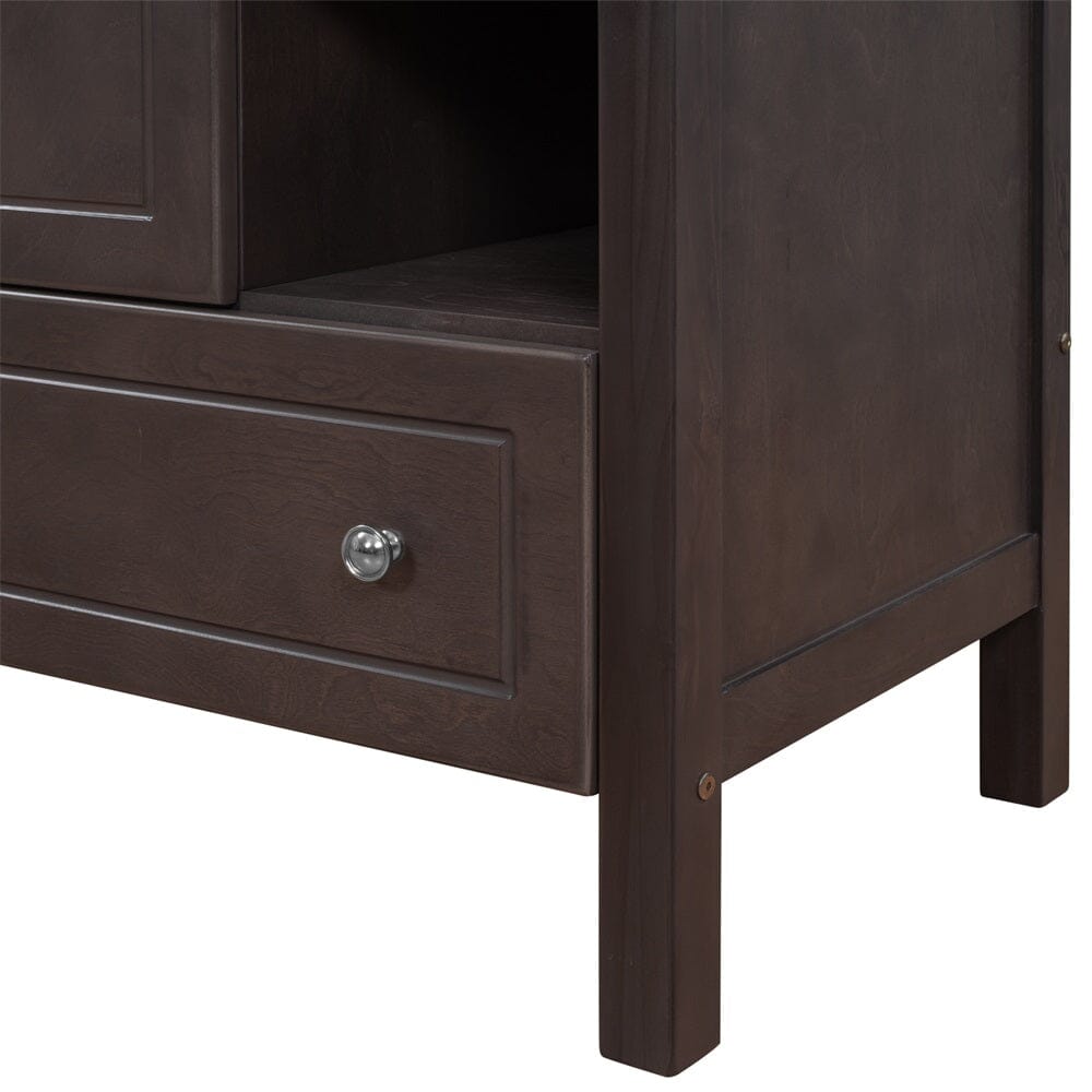 Giving Tree 30&quot; Bathroom Vanity with Sink, Bathroom Storage Cabinet with Doors and Drawers, Solid Wood Frame, Ceramic Sink, Brown