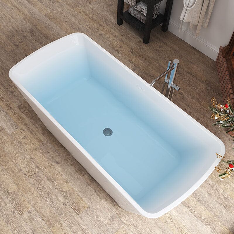 Giving Tree 59 Inch Lucite Acrylic Bathtub Trapezoidal Shape Freestanding Soaking Tub Glossy White