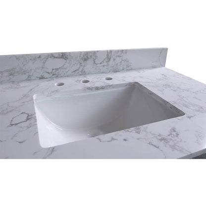 Giving Tree 49&quot; carrara white engineered stone vanity top backsplash