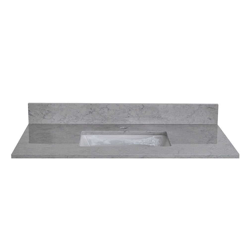 Giving Tree 37 inches bathroom stone vanity top calacatta gray engineered marble color with undermount ceramic sink and single faucet hole with backsplash