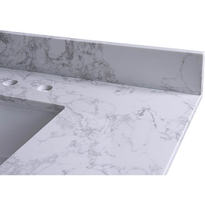 Giving Tree 43&quot; carrara white engineered stone vanity top backsplash