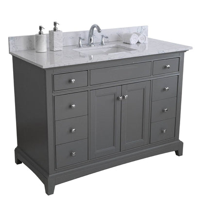 Giving Tree 49&quot;x 22&quot; bathroom stone vanity top carrara jade engineered marble color with undermount ceramic sink and 3 faucet hole with backsplash