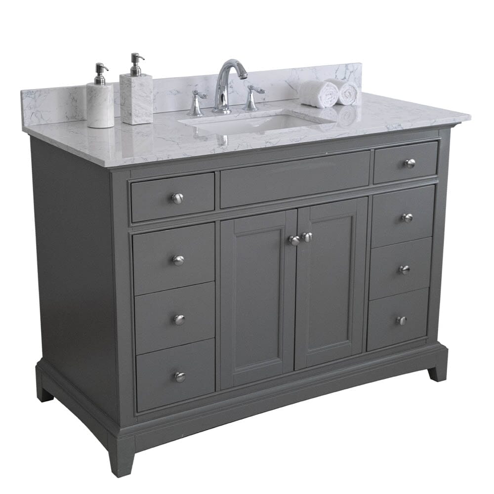 Giving Tree 49"x 22" bathroom stone vanity top carrara jade engineered marble color with undermount ceramic sink and 3 faucet hole with backsplash