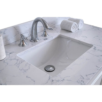 Giving Tree 37&quot;x 22&quot; bathroom stone vanity top Carrara jade engineered marble color with undermount ceramic sink and 3 faucet hole with backsplash