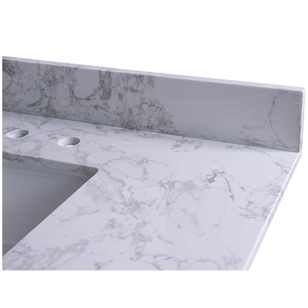 Giving Tree 49&quot; carrara white engineered stone vanity top backsplash