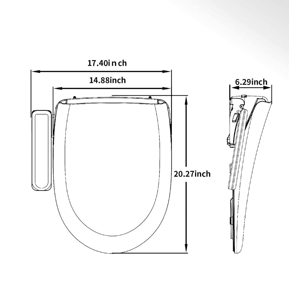 Elongated Smart Toilet Seat with Automatic Heating, Rinsing and Warm Air Drying