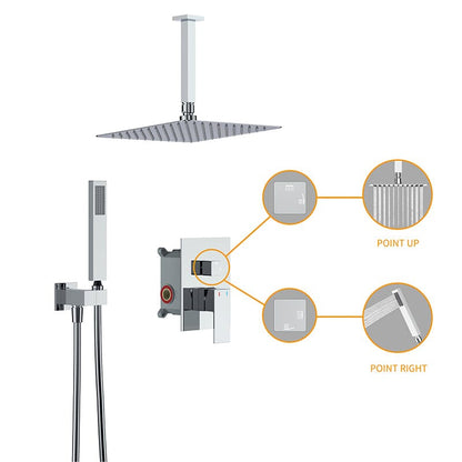 12&quot; Ceiling Mounted Square Shower Systems with Head Shower &amp; Hand Shower Combo Set