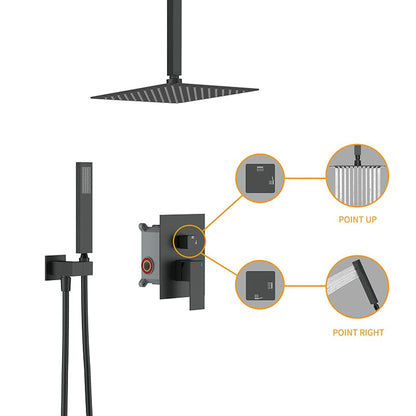 12&quot; Ceiling Mounted Square Shower Systems with Head Shower &amp; Hand Shower Combo Set