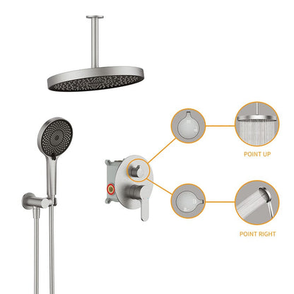 12&quot; Ceiling Mount Round Shower Systems with Head Shower &amp; Hand Shower Combo Set