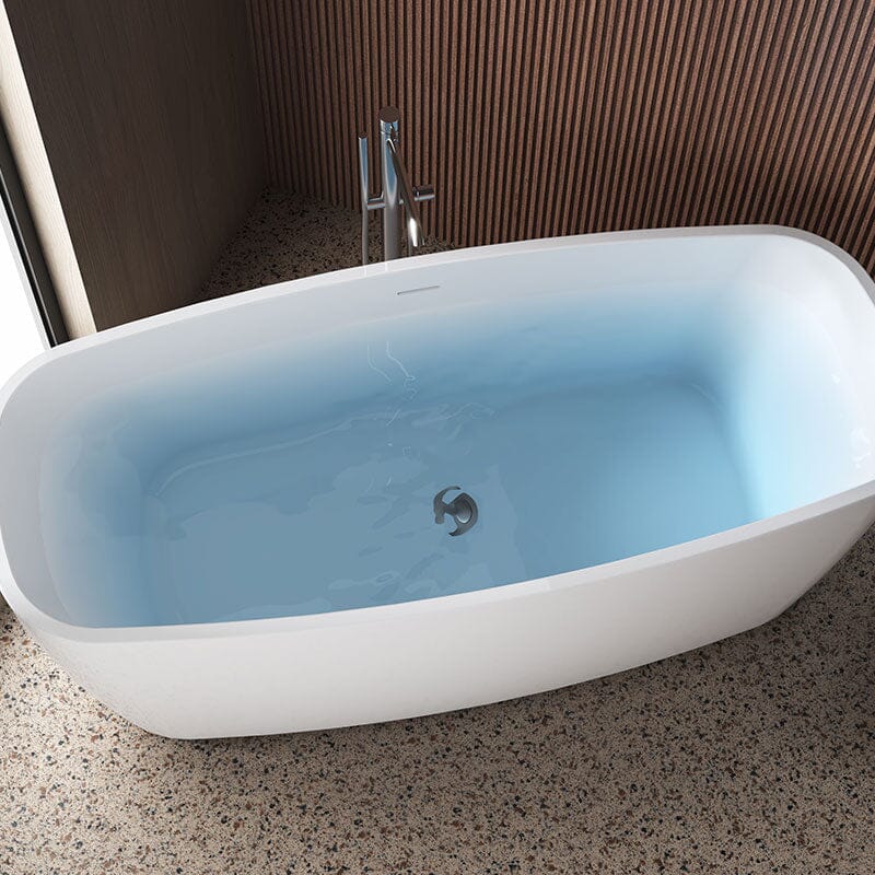 59&quot; Acrylic Square Shape Freestanding Soaking Tub with Overflow &amp; Drain