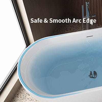 67&quot; Acrylic Oval Large Space Freestanding Soaking Bathtub White