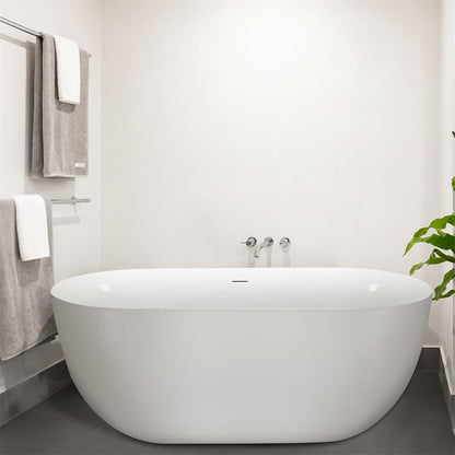 67&quot; Acrylic Oval Large Space Freestanding Soaking Bathtub White