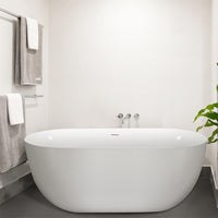 67" Acrylic Oval Large Space Freestanding Soaking Bathtub White