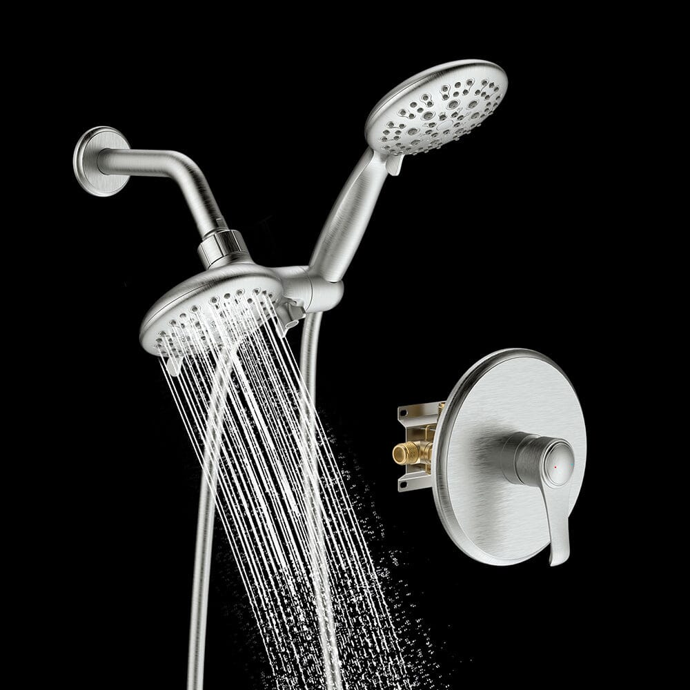 6 Spray Mode Dual Rain &amp; Handheld Shower Heads Combo with Hose