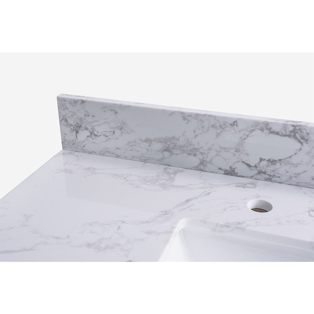 Giving Tree 49&quot; carrara white engineered stone vanity top backsplash