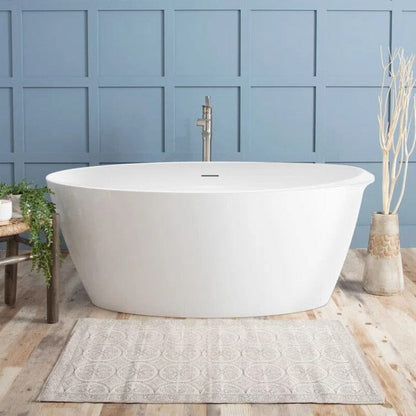 59&quot; Acrylic Oval Shape Freestanding Soaking Bathtub with Overflow