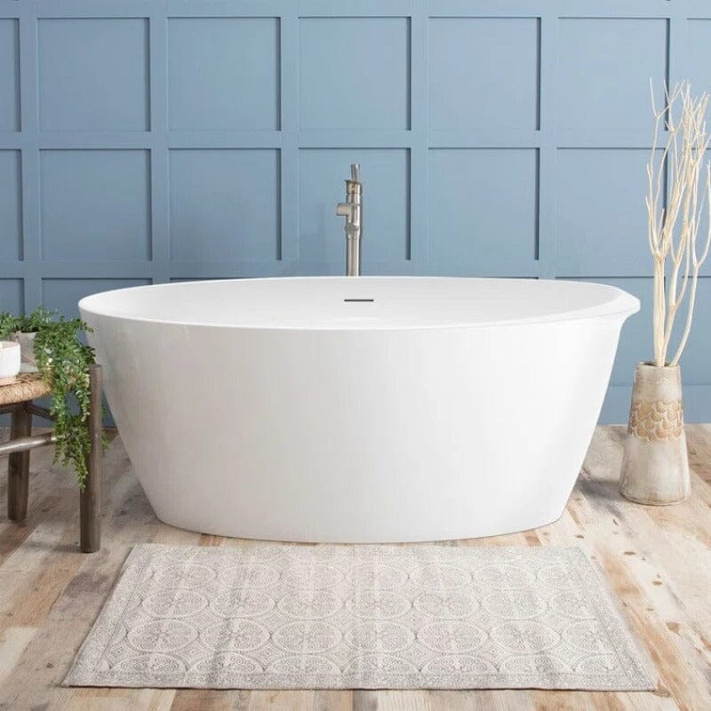 59&quot; Acrylic Oval Shape Freestanding Soaking Bathtub with Overflow