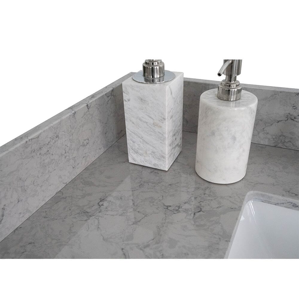 Giving Tree 31 inches bathroom stone vanity top calacatta gray engineered marble color with undermount ceramic sink and single faucet hole with backsplash