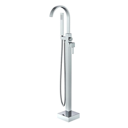 Floor Mounted Tub Faucet Single Handle Swivel Spout Bathtub Filler with Hand Shower