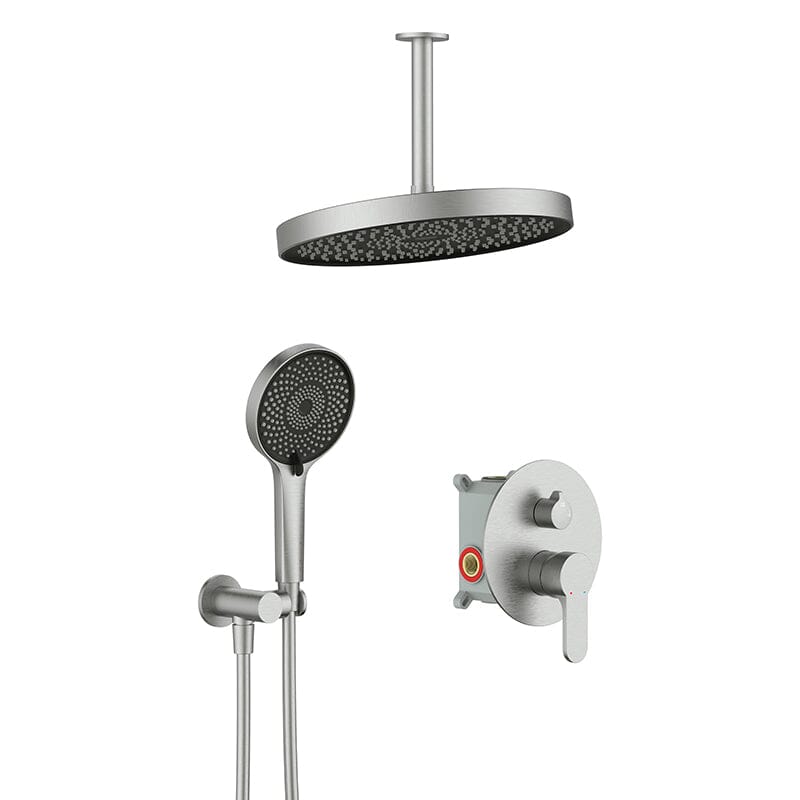 12&quot; Ceiling Mount Round Shower Set with Head Shower &amp; Hand Shower Combo Set