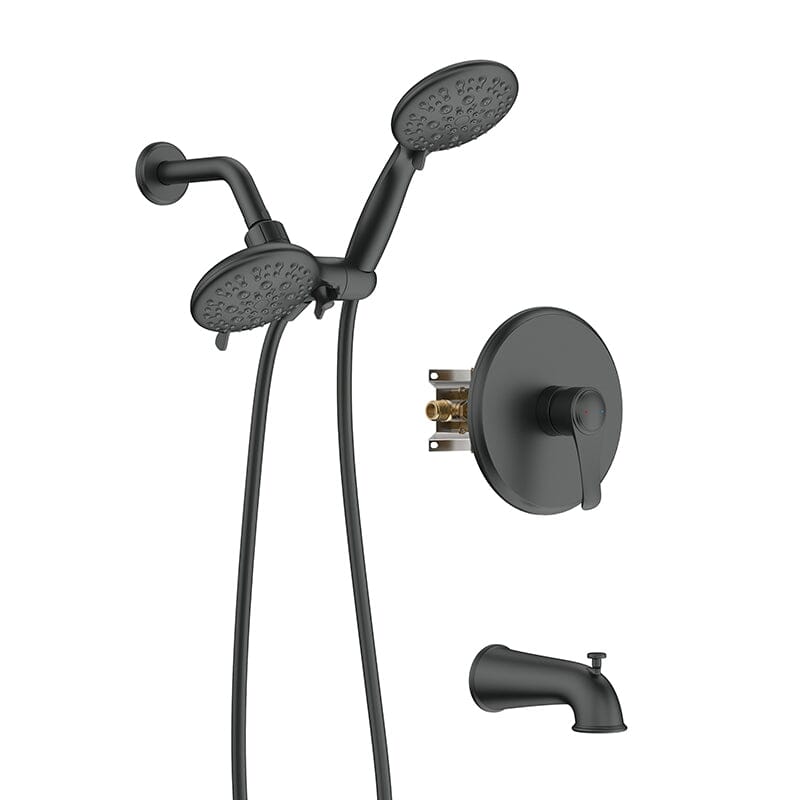 6 Spray Mode Dual Rain &amp; Handheld Shower Heads &amp; Tub Spout Combo Set