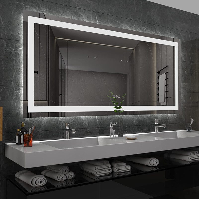 60 in. W x 30 in. H LED Light Bathroom Vanity Mirror Large Rectangular Frameless Anti Fog