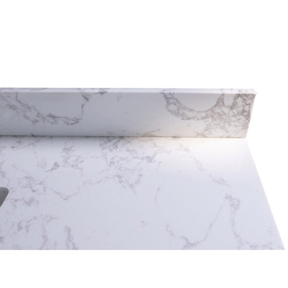 Giving Tree 43&quot; carrara white engineered stone vanity top backsplash