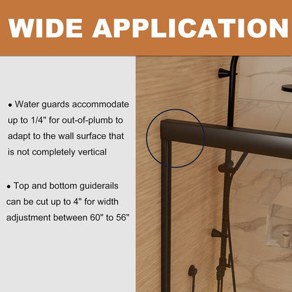 56-60&quot;W x 72&quot;H Shower Door Traditional Two-way Sliding with Handle