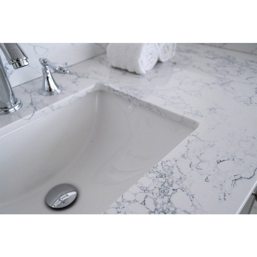 Giving Tree 43&quot;x 22&quot; bathroom stone vanity top carrara jade engineered marble color with undermount ceramic sink and 3 faucet hole with backsplash