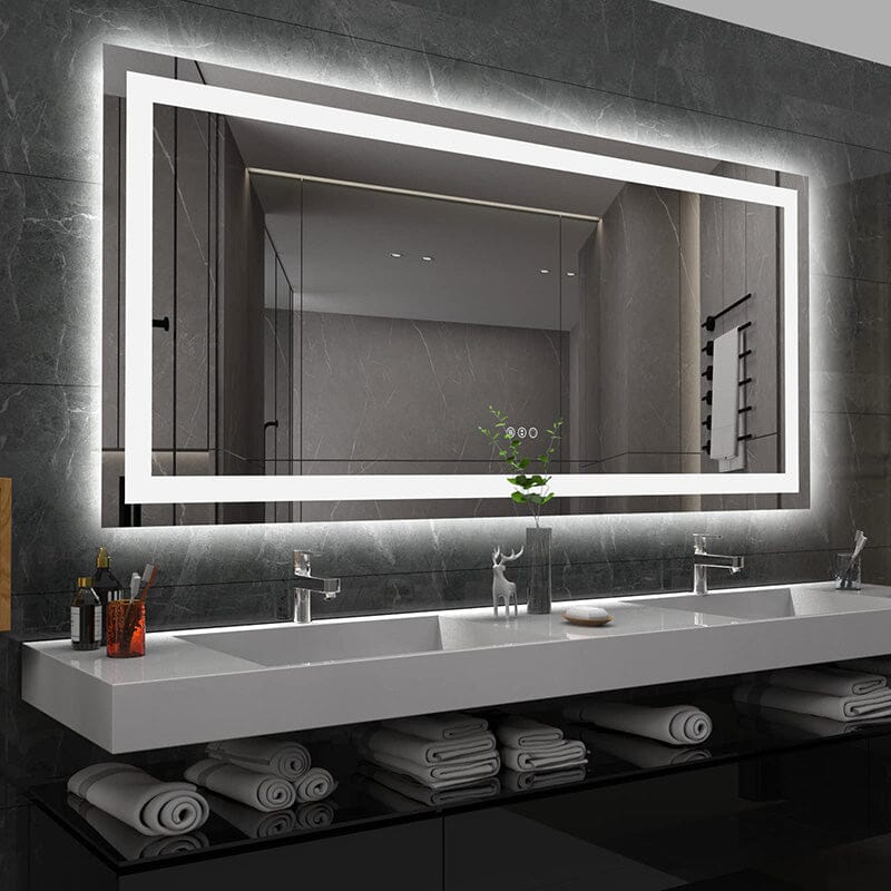 72 in. W x 36 in. H LED Light Bathroom Vanity Mirror Large Rectangular Frameless Anti Fog