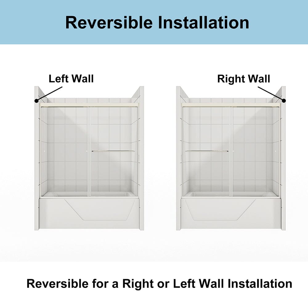 56-60&quot;W x 58&quot;H Shower Door Traditional Two-way Sliding with Handle