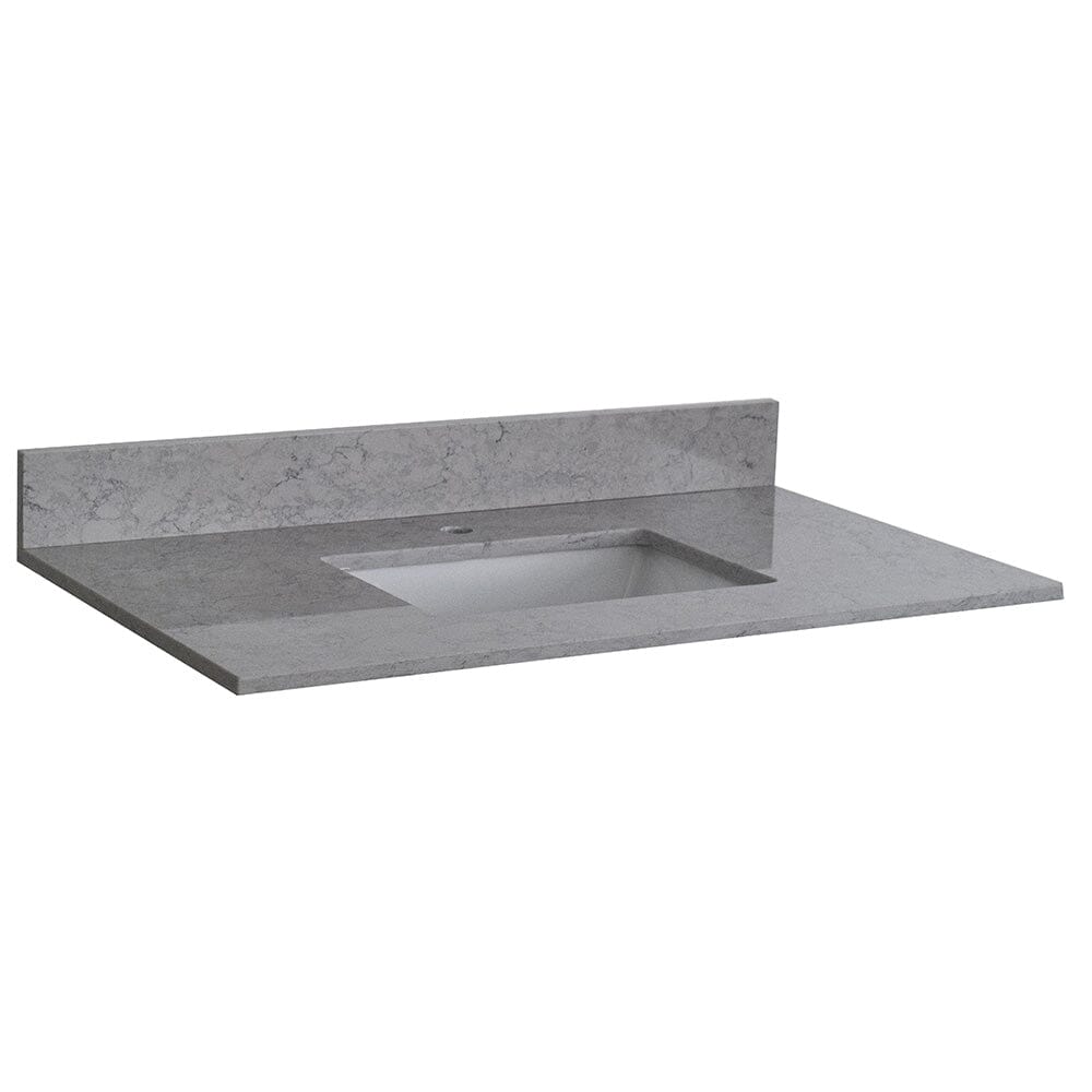 Giving Tree 31 inches bathroom stone vanity top calacatta gray engineered marble color with undermount ceramic sink and single faucet hole with backsplash