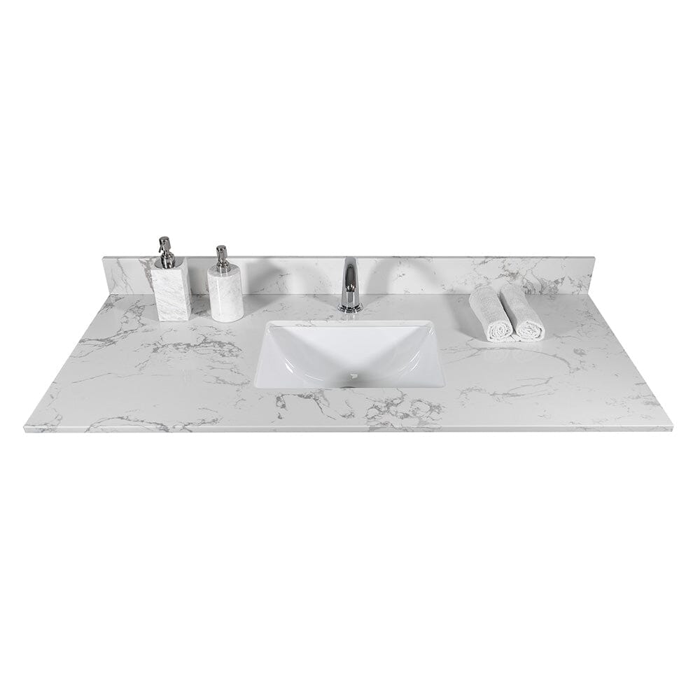 Giving Tree 49" carrara white engineered stone vanity top backsplash