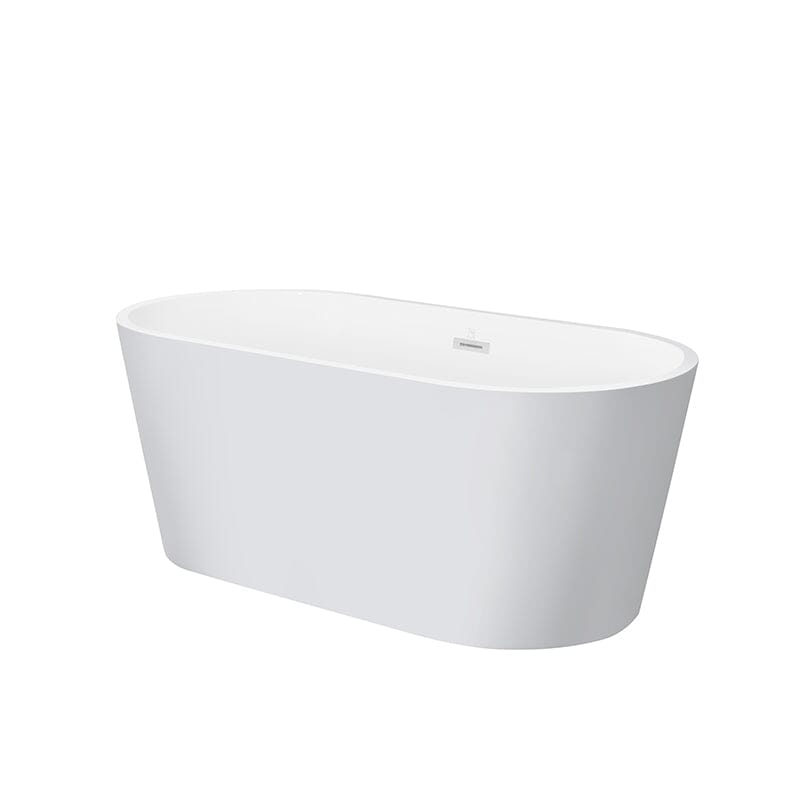Giving Tree Acrylic White Large Oval Freestanding Soaking Bathtub with Drain Hose
