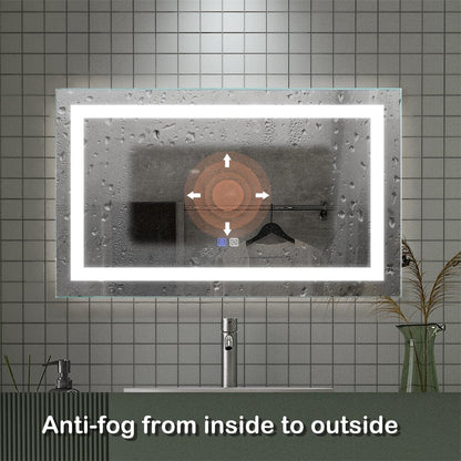 40 x 24 Inch LED Bathroom Mirror with Night light Anti Fog, Dimmable, Touch Button